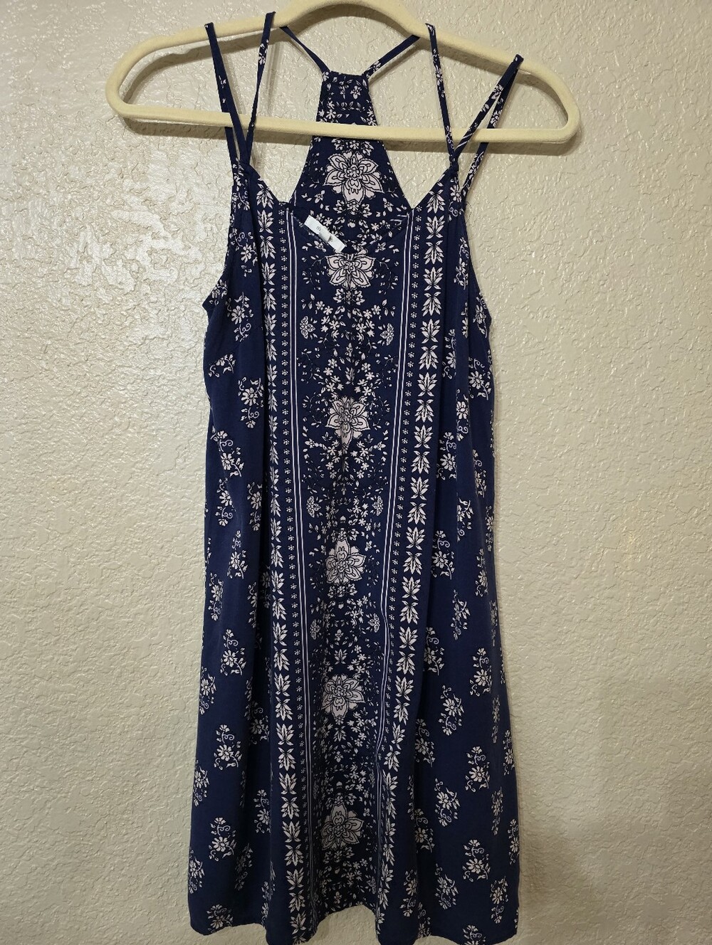 Navy Blue Floral Boho Strappy Sundress